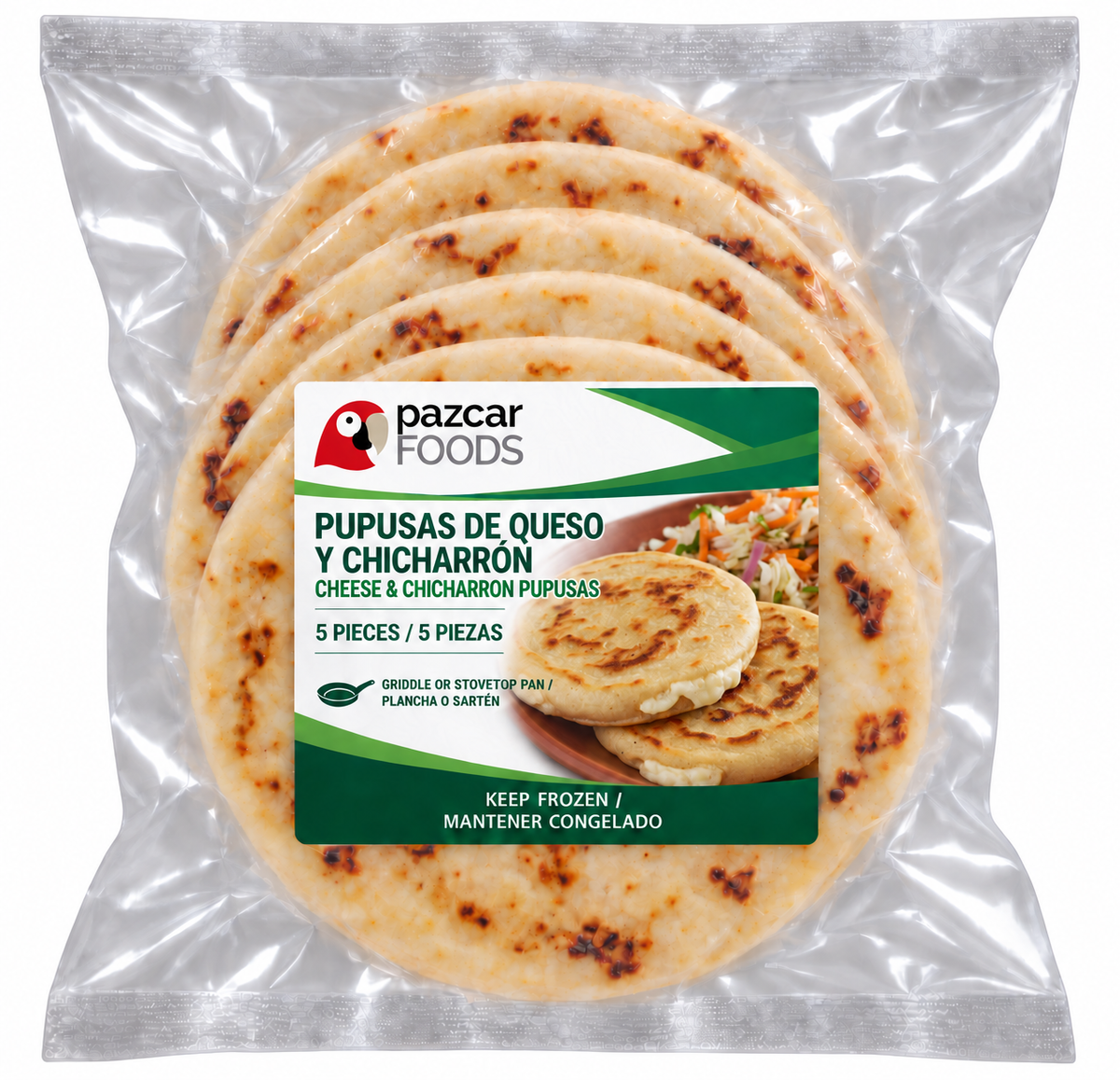 Cheese & Chicharron Pupusas – 5 Pieces