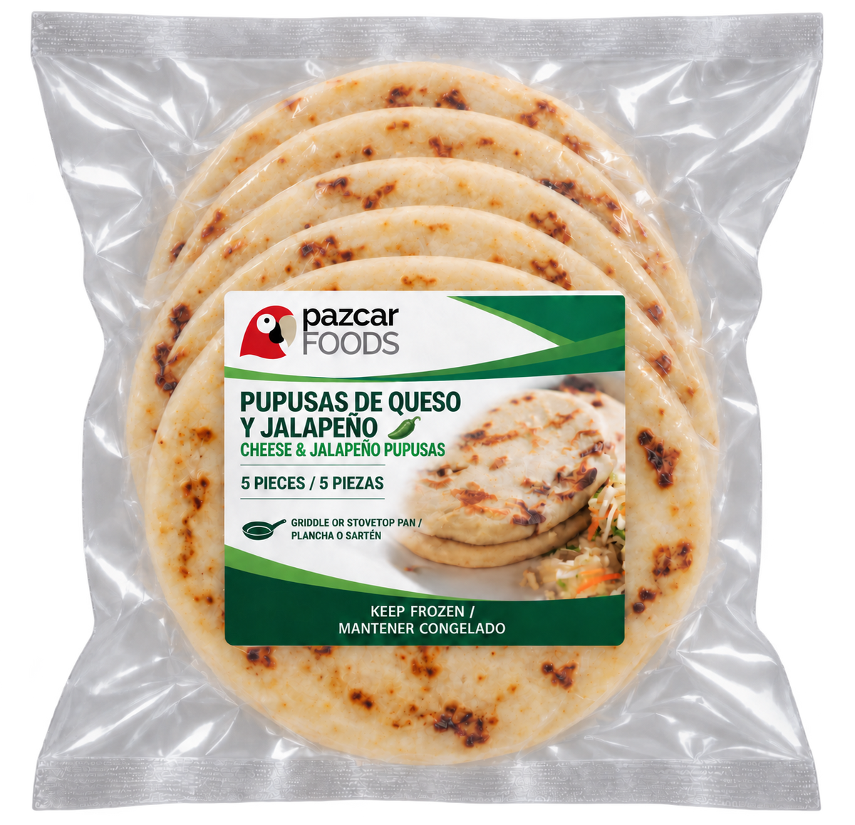 Cheese & Jalapeño Pupusas – 5 Pieces